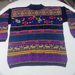 Vintage Multicolor Women's Crew Neck Sweater